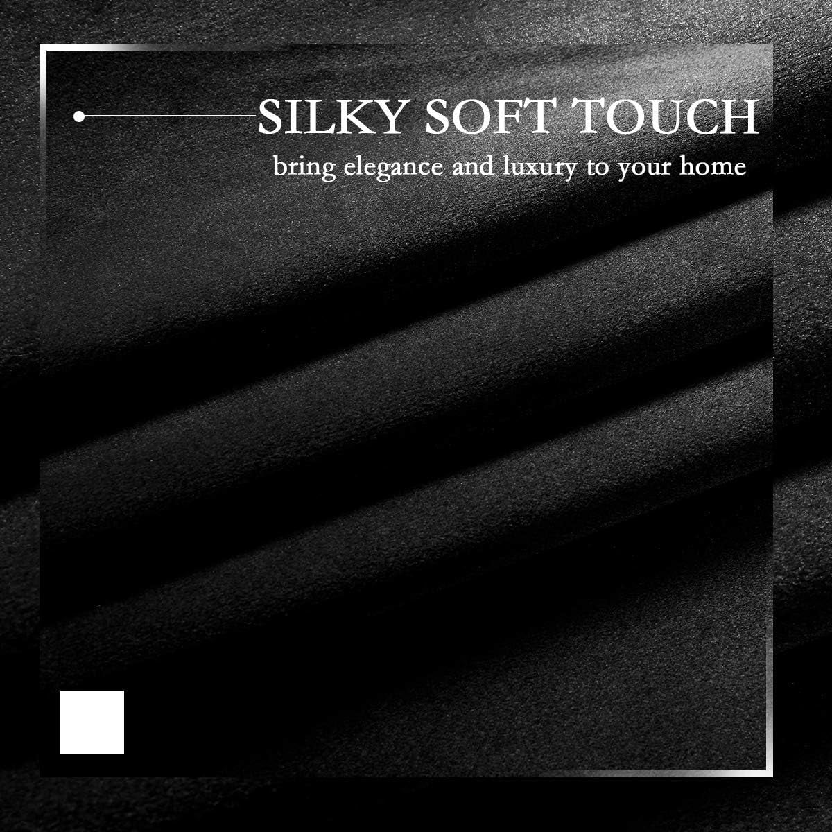 Black Velvet Blackout Curtains 84 Inches Long Light Blocking Grommet Velvet Window Curtain Panels Set of 2 Heat Insulated Curtains Blackout Thermal Velvet Curtain Panels for Bedroom 2 Panels