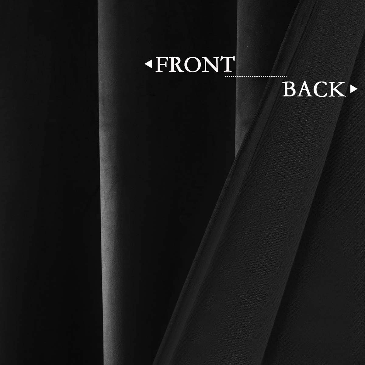Black Velvet Blackout Curtains 84 Inches Long Light Blocking Grommet Velvet Window Curtain Panels Set of 2 Heat Insulated Curtains Blackout Thermal Velvet Curtain Panels for Bedroom 2 Panels