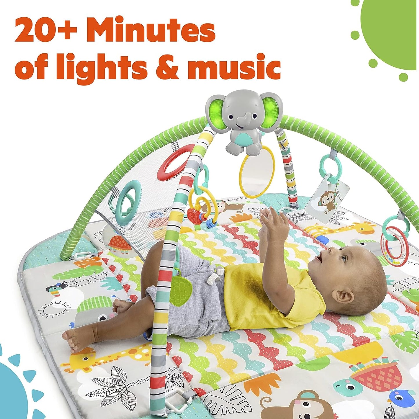 5-in-1 Your Way Ball Play Jumbo Play Mat and Ball Pit - Versatile Baby Gym for Newborns to Toddlers in Tropical Green