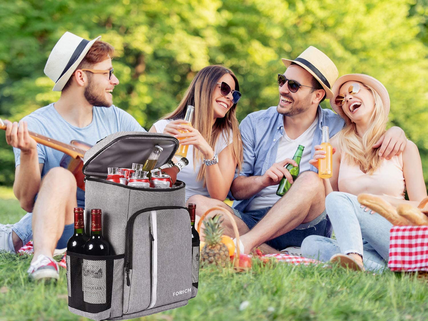 Insulated Waterproof Backpack Cooler Bag - Lightweight and Leakproof Soft Cooler for Work, Lunch, Picnics, Camping, and Hiking (Holds 30 Cans)