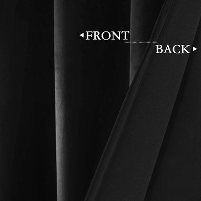 Black Velvet Blackout Curtains 84 Inches Long Light Blocking Grommet Velvet Window Curtain Panels Set of 2 Heat Insulated Curtains Blackout Thermal Velvet Curtain Panels for Bedroom 2 Panels