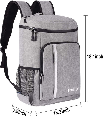 Insulated Waterproof Backpack Cooler Bag - Lightweight and Leakproof Soft Cooler for Work, Lunch, Picnics, Camping, and Hiking (Holds 30 Cans)