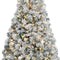 4.5Ft Pre-Lit Artificial Christmas Tree with Incandescent Warm White Lights, Snow Flocked Full Prelighted Xmas Tree W/340 Branch Tips, 150 Incandescent Lights & Foldable Stand, Green & White