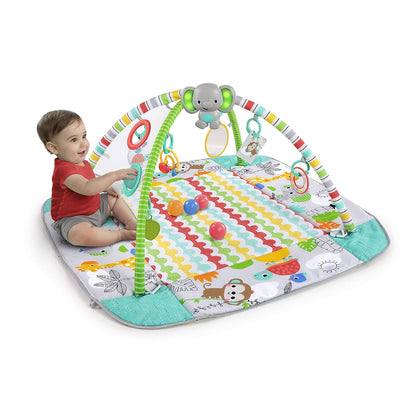 5-in-1 Your Way Ball Play Jumbo Play Mat and Ball Pit - Versatile Baby Gym for Newborns to Toddlers in Tropical Green
