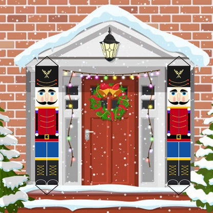 Christmas Nutcracker Banner Decorations Outdoor - 6.2Ft Solider Nutcracker Christmas Banner for Front Door Yard Porch Garden Indoor Kids Party