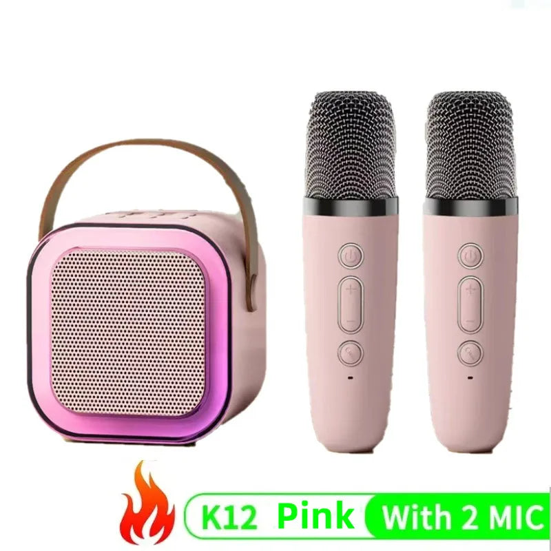 K12 Wireless Microphone Karaoke Machine Bluetooth Speaker KTV HIFI Stereo Sound RGB Colorful LED Lights for Outdoor Home Party