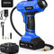 Cordless Tire Inflator Air Compressor 20V Rechargeable Battery Powered 160PSI Portable Handheld Air Pump with 12V Car Power Adapter Digital Pressure Gauge for Cars Motorcycles Blue