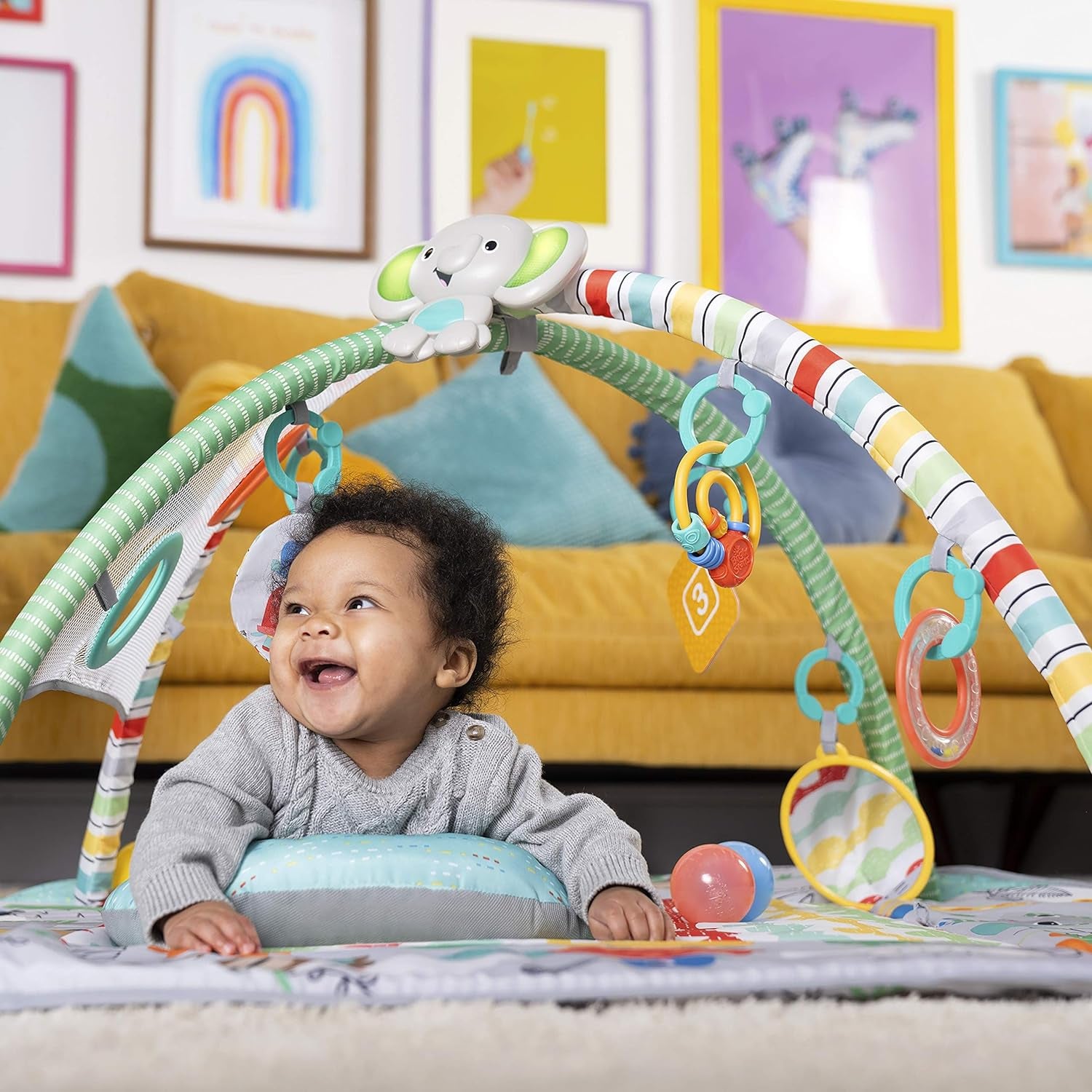 5-in-1 Your Way Ball Play Jumbo Play Mat and Ball Pit - Versatile Baby Gym for Newborns to Toddlers in Tropical Green